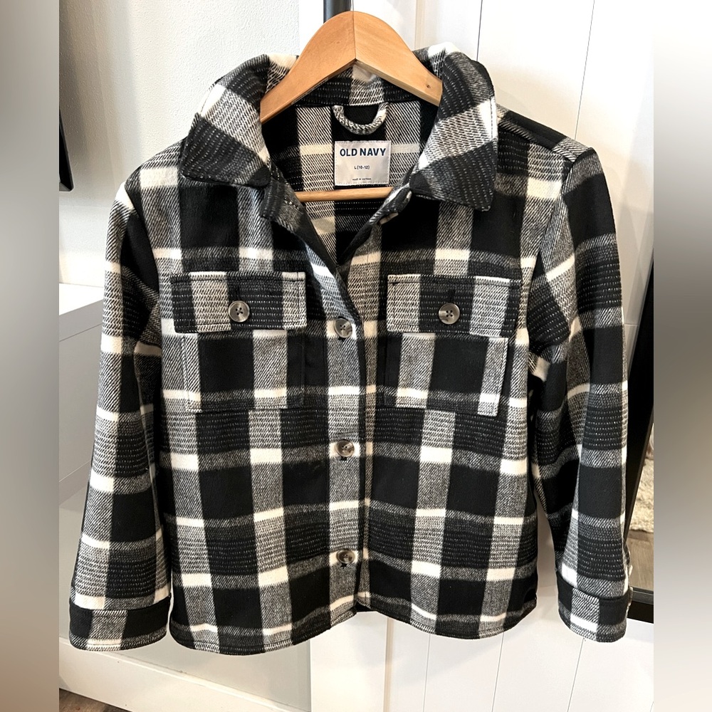 Girls plaid jacket size L (8-10)